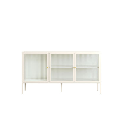 Addison Warm White Metal Fluted Glass Door Sideboard