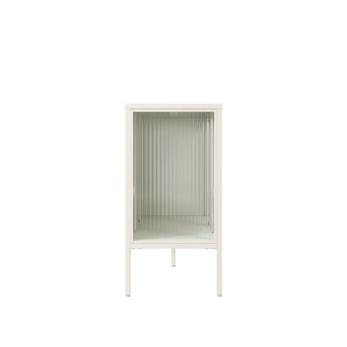 Addison Warm White Metal Sideboard with Fluted Glass Doors