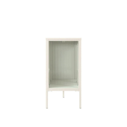Addison Warm White Metal Sideboard with Fluted Glass Doors
