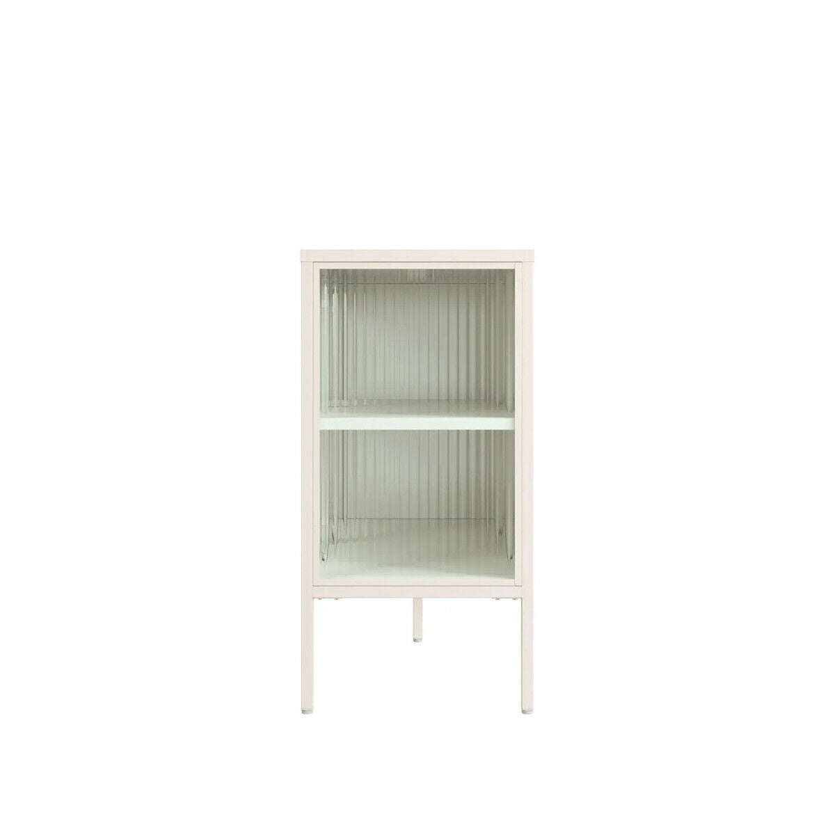 Addison Warm White Metal Sideboard with Fluted Glass Doors