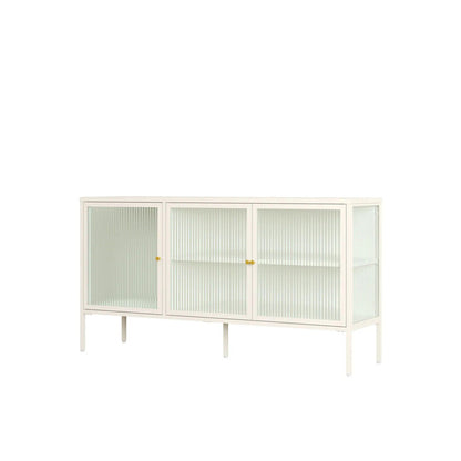Addison Warm White Metal Sideboard with Fluted Glass Doors