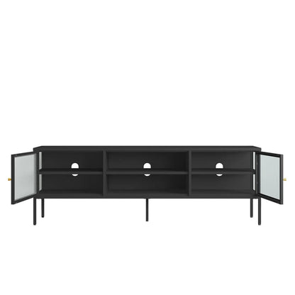 Addison Black Metal and Fluted Glass Door Media Unit