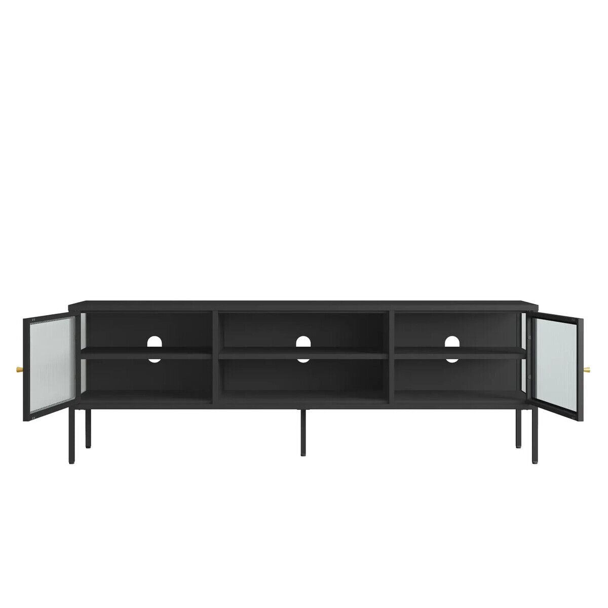 Addison Black Metal and Fluted Glass Door Media Unit
