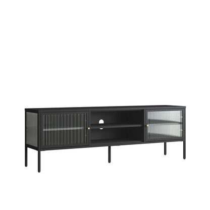 Addison Black Metal and Fluted Glass Door Media Unit