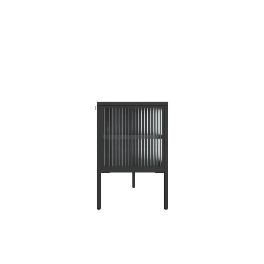 Addison Black Metal and Fluted Glass Door Media Unit