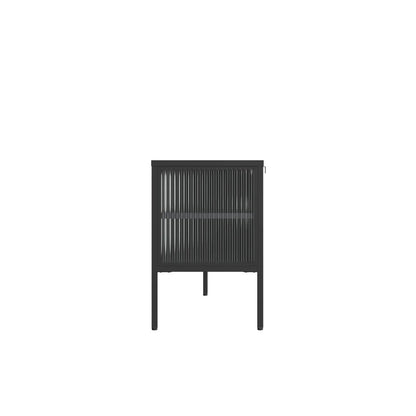 Addison Black Metal and Fluted Glass Door Media Unit