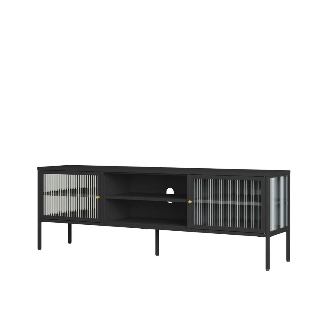 Addison Black Metal and Fluted Glass Door Media Unit