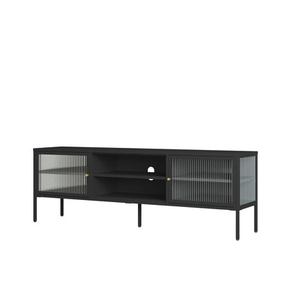 Addison Black Metal and Fluted Glass Door Media Unit