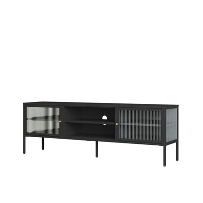 Addison Black Metal and Fluted Glass Door Media Unit