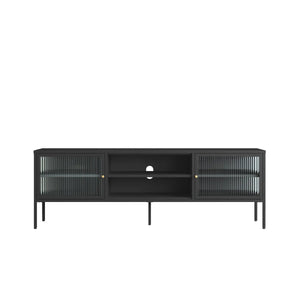 Addison Black Metal and Fluted Glass Door Media Unit
