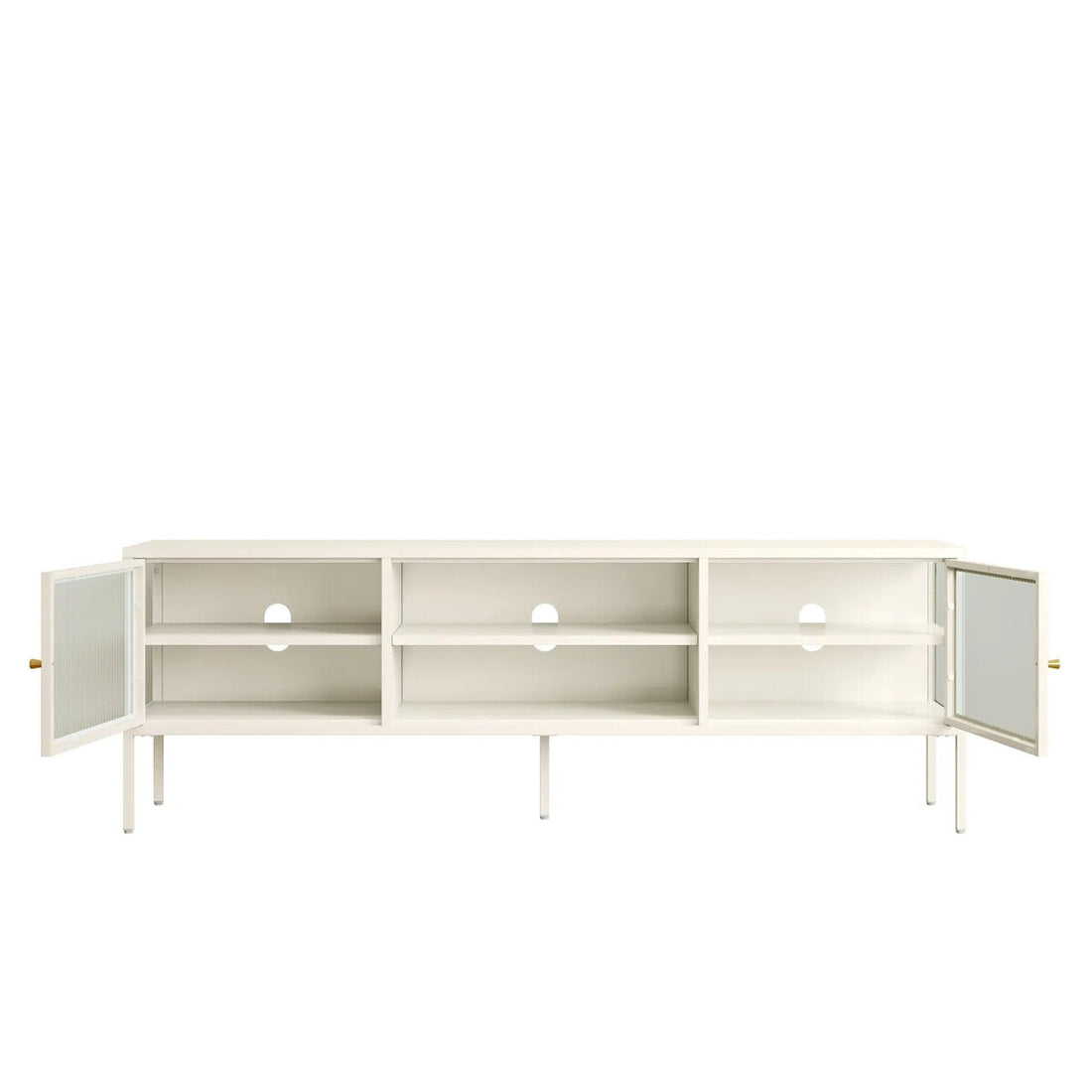 Addison Warm White Metal Fluted Glass Door Media Unit