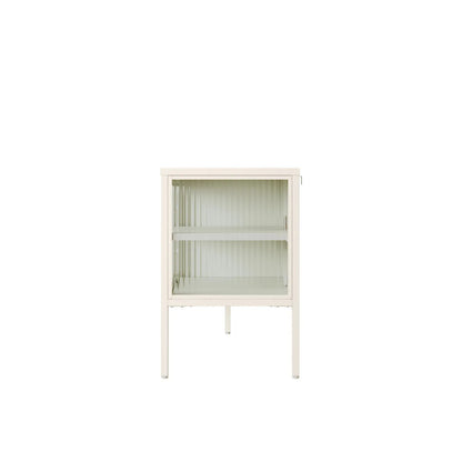 Addison Warm White Metal Fluted Glass Door Media Unit