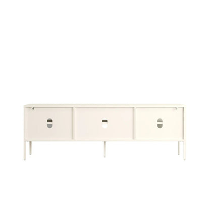 Addison Warm White Metal Fluted Glass Door Media Unit