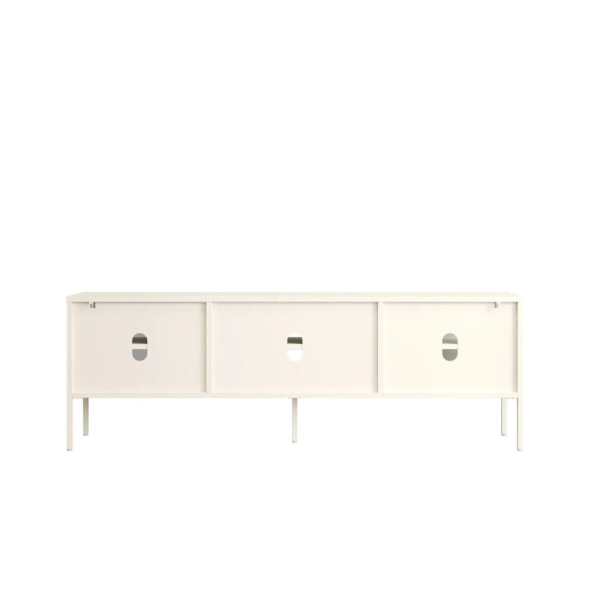 Addison Warm White Metal Media Unit with Fluted Glass Doors