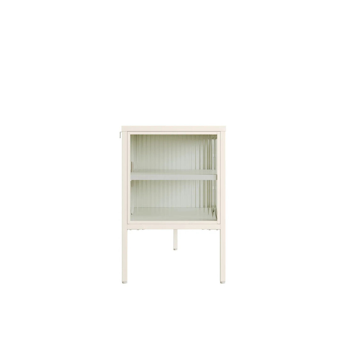 Addison Warm White Metal Fluted Glass Door Media Unit
