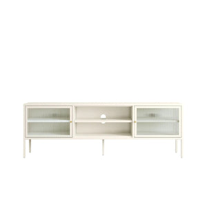 Addison Warm White Metal Fluted Glass Door Media Unit