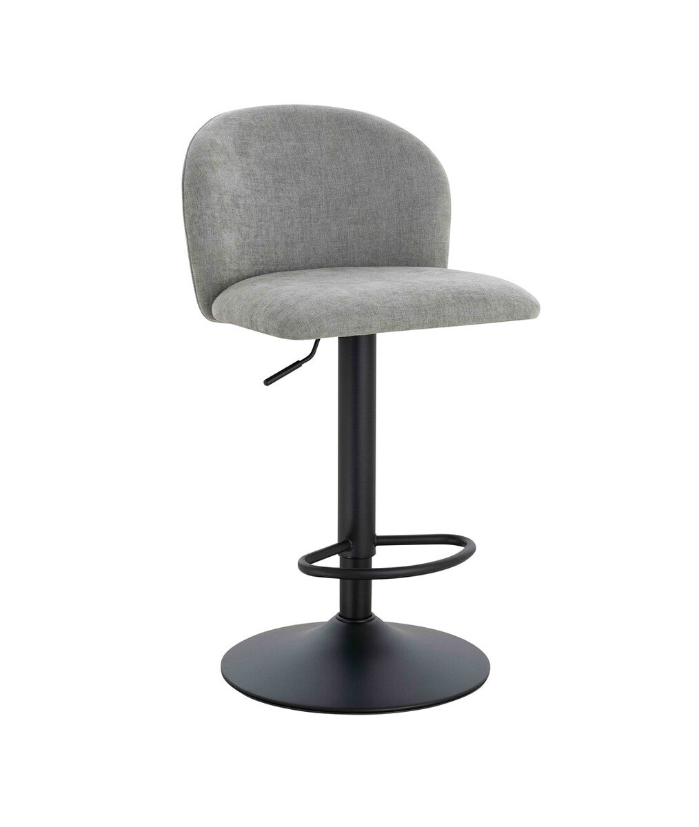 Maxwell Set of 2 Light Grey Textured Fabric Curved Bar Chairs - Image 2