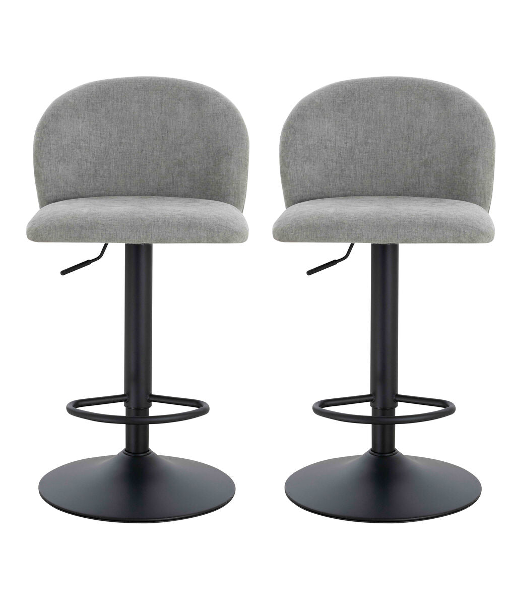 Maxwell Set of 2 Light Grey Textured Fabric Curved Bar Chairs