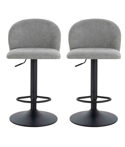 Maxwell Set of 2 Light Grey Textured Fabric Curved Bar Chairs