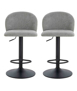 Maxwell Set of 2 Light Grey Textured Fabric Curved Bar Chairs