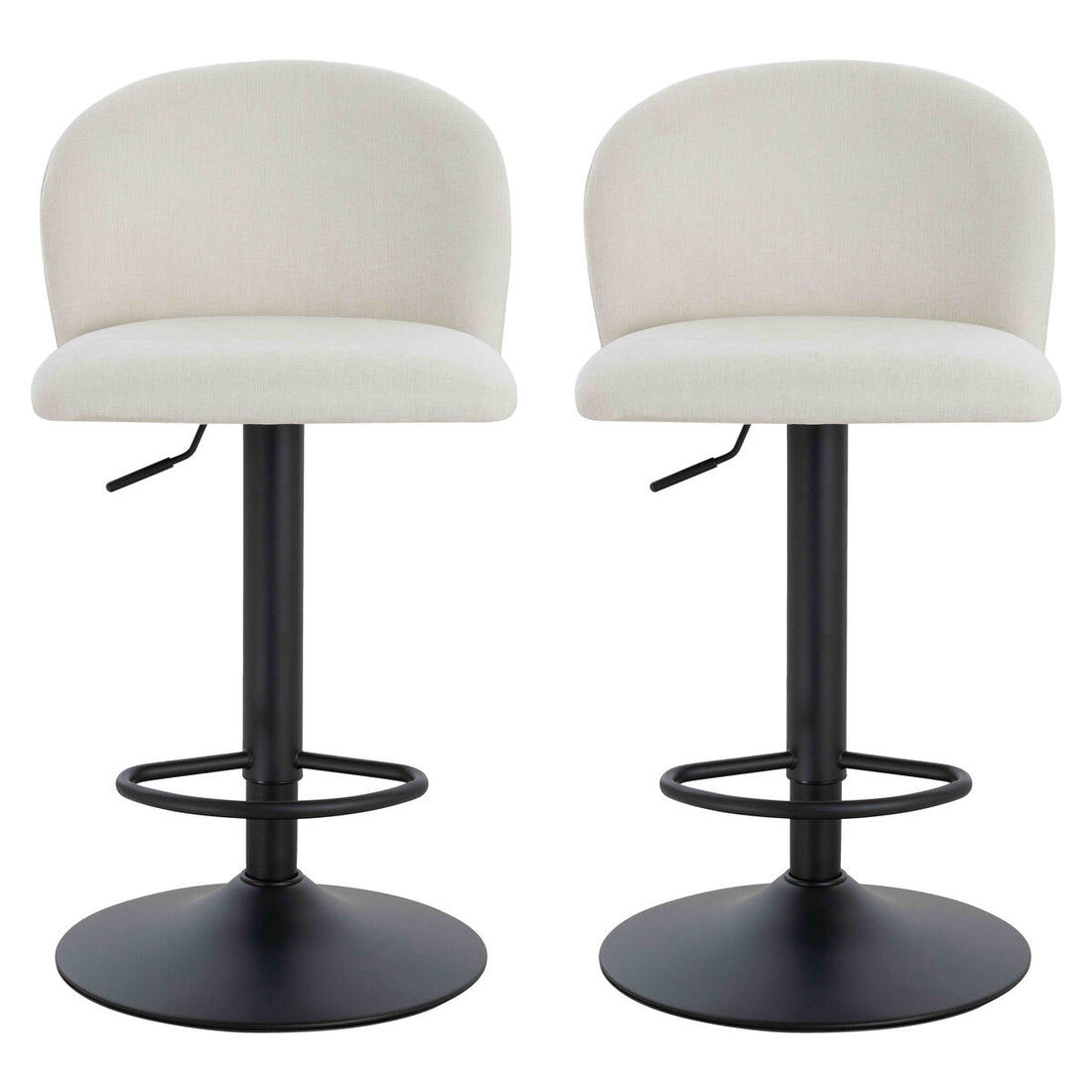 Maxwell Set of 2 Beige Textured Fabric Curved Bar Chairs - Image 1