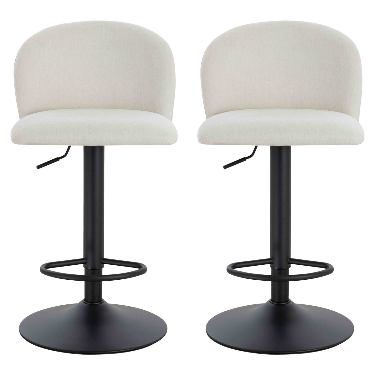 Maxwell Set of 2 Beige Textured Fabric Curved Bar Chairs - Image 1