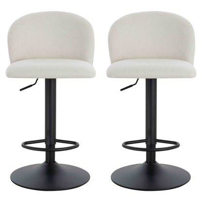 Maxwell Set of 2 Beige Textured Fabric Curved Bar Chairs - Image 1