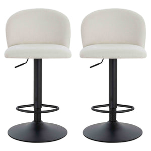 Maxwell Set of 2 Beige Textured Fabric Curved Bar Chairs