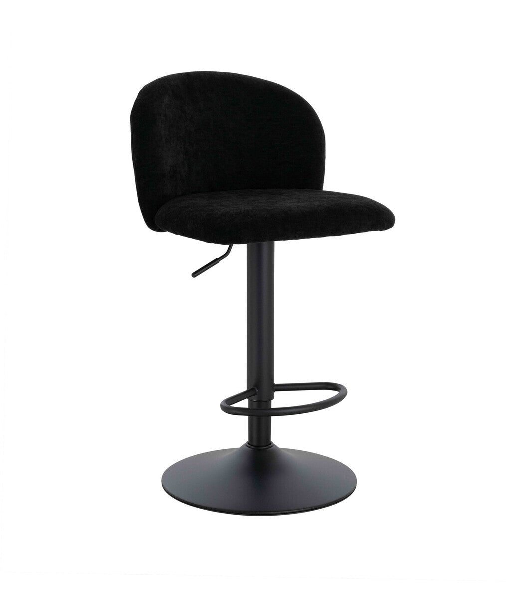Maxwell Set of 2 Black Textured Fabric Curved Bar Chairs - Image 2