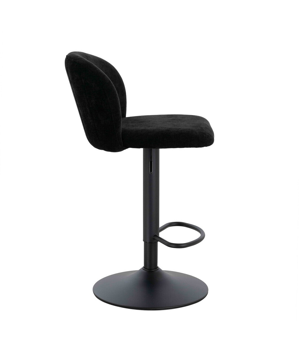 Maxwell Set of 2 Black Textured Fabric Curved Bar Chairs - Image 4