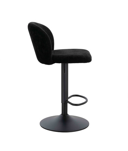 Maxwell Set of 2 Black Textured Fabric Curved Bar Chairs - Image 4