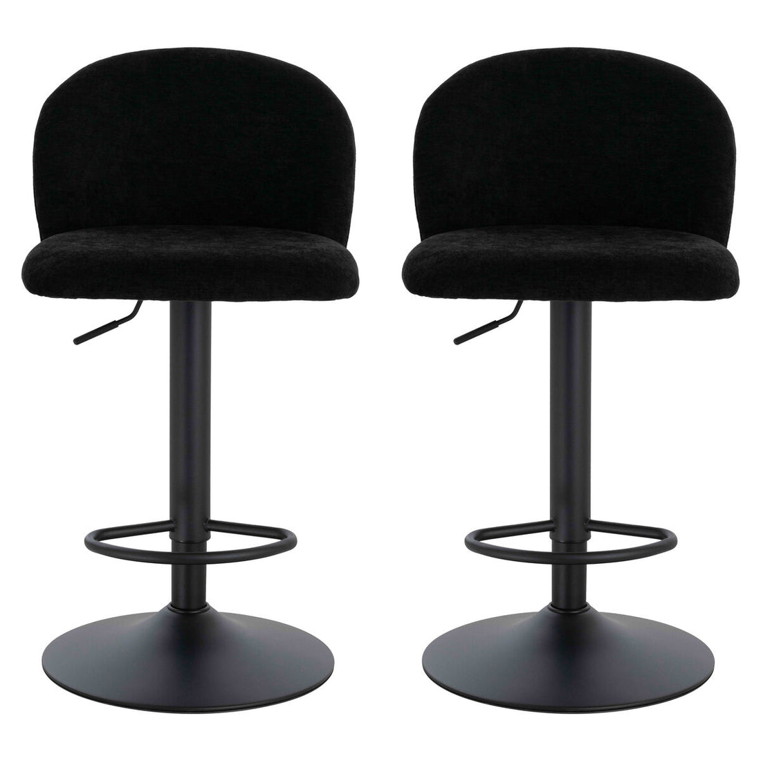 Maxwell Set of 2 Black Textured Fabric Curved Bar Chairs - Image 1