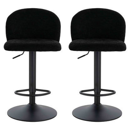 Maxwell Set of 2 Black Textured Fabric Curved Bar Chairs - Image 1