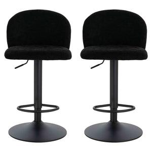 Maxwell Set of 2 Black Textured Fabric Curved Bar Chairs