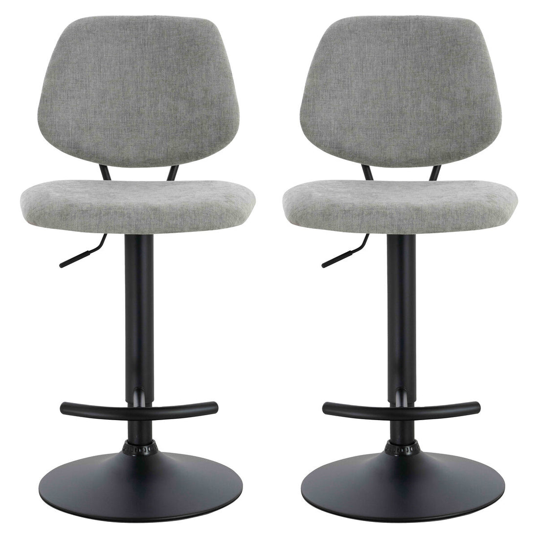 Maxwell Set of 2 Light Grey Textured Fabric Bar Chairs - Image 1