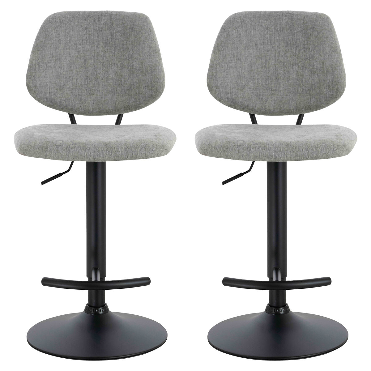 Maxwell Set of 2 Light Grey Textured Fabric Bar Chairs - Image 1