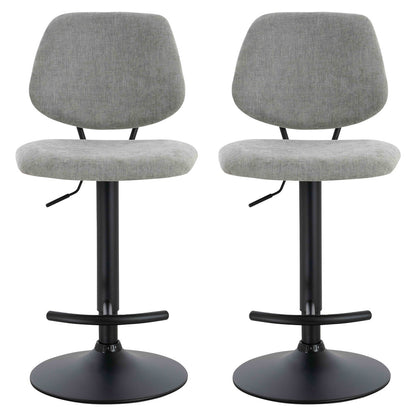 Maxwell Set of 2 Light Grey Textured Fabric Bar Chairs - Image 1