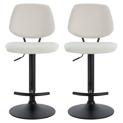 Maxwell Set of 2 Beige Textured Fabric Bar Chairs - Image 1