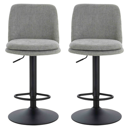 Maxwell Set of 2 Light Grey Textured Fabric Cushioned Bar Chairs - Image 1