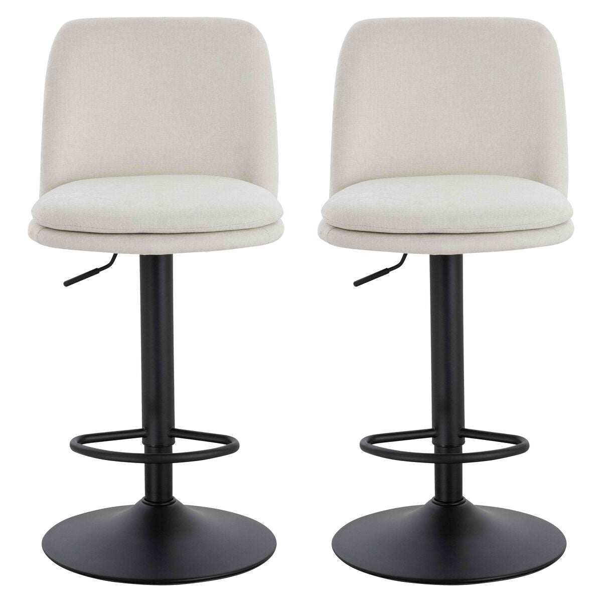 Maxwell Set of 2 Beige Textured Fabric Cushioned Bar Chairs - Image 1