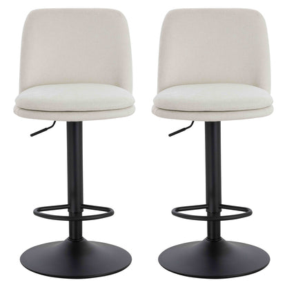 Maxwell Set of 2 Beige Textured Fabric Cushioned Bar Chairs - Image 1