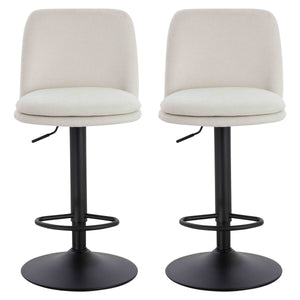 Maxwell Set of 2 Beige Textured Fabric Cushioned Bar Chairs