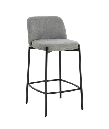 Maxwell Set of 2 Light Grey Textured Fabric Bar Chairs with Black Legs - Image 3