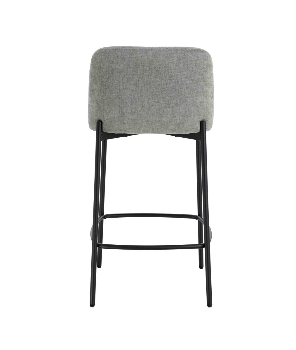 Maxwell Set of 2 Light Grey Textured Fabric Bar Chairs with Black Legs - Image 5