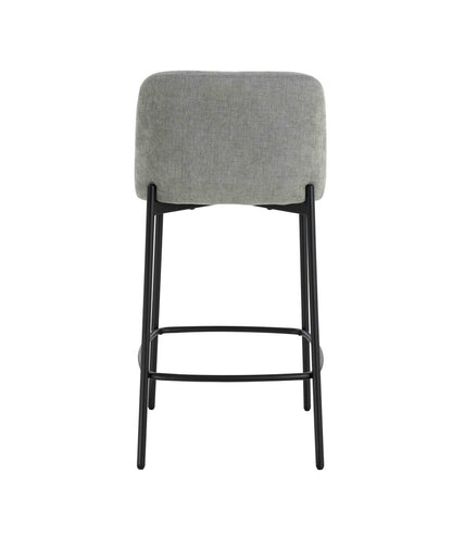 Maxwell Set of 2 Light Grey Textured Fabric Bar Chairs with Black Legs - Image 5