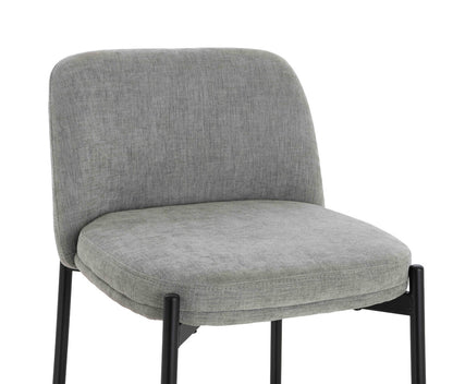 Maxwell Set of 2 Light Grey Textured Fabric Bar Chairs with Black Legs - Image 6