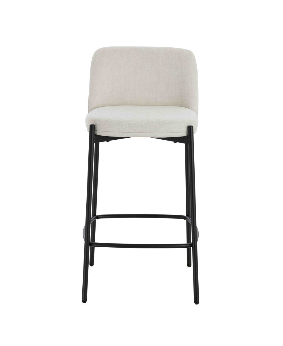 Maxwell Set of 2 Beige Textured Fabric Bar Chairs with Black Legs - Image 7