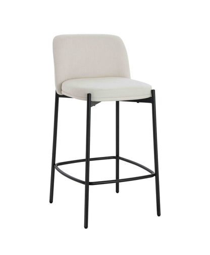 Maxwell Set of 2 Beige Textured Fabric Bar Chairs with Black Legs - Image 2