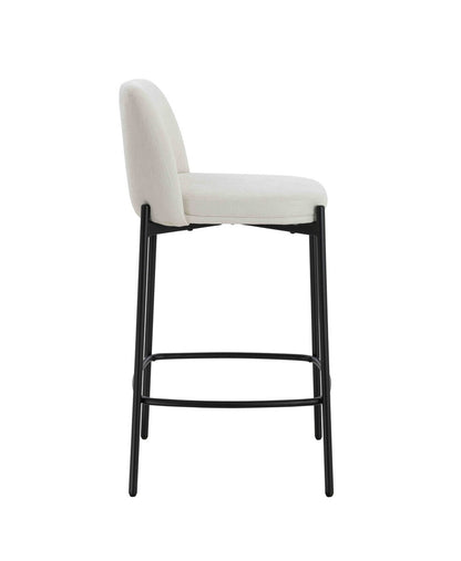 Maxwell Set of 2 Beige Textured Fabric Bar Chairs with Black Legs - Image 4