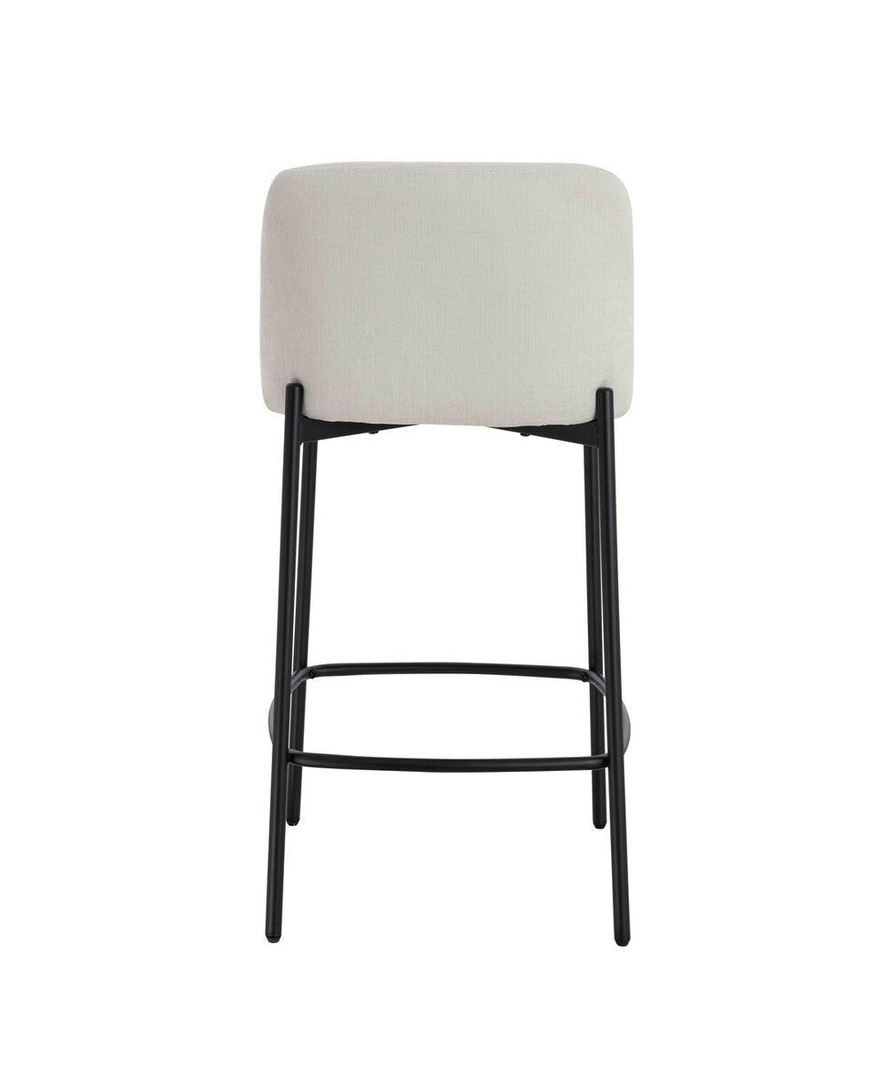 Maxwell Set of 2 Beige Textured Fabric Bar Chairs with Black Legs - Image 5